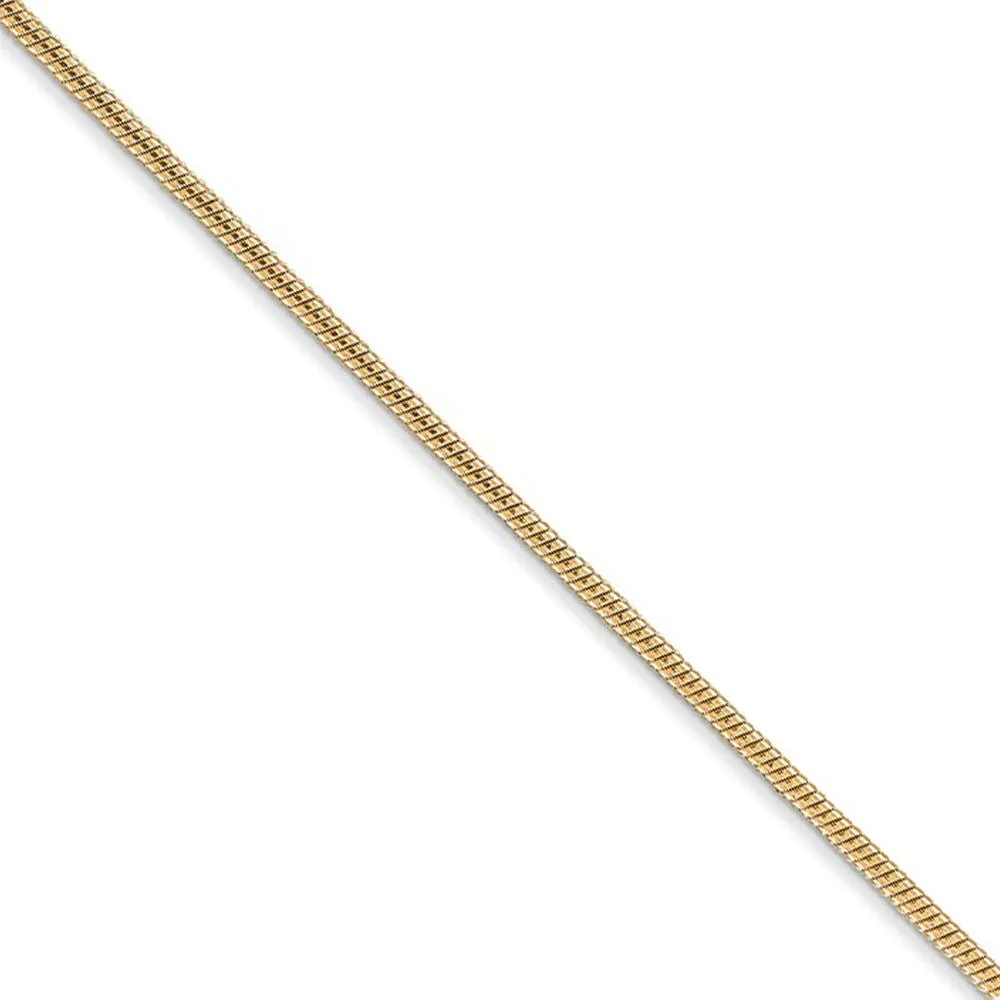 1.3mm 14k Yellow Gold Solid Round Snake Chain Necklace