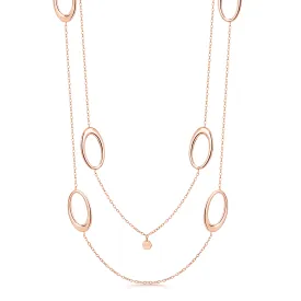 18ct Rose Gold Ellipse Collection Six Open Link Necklace