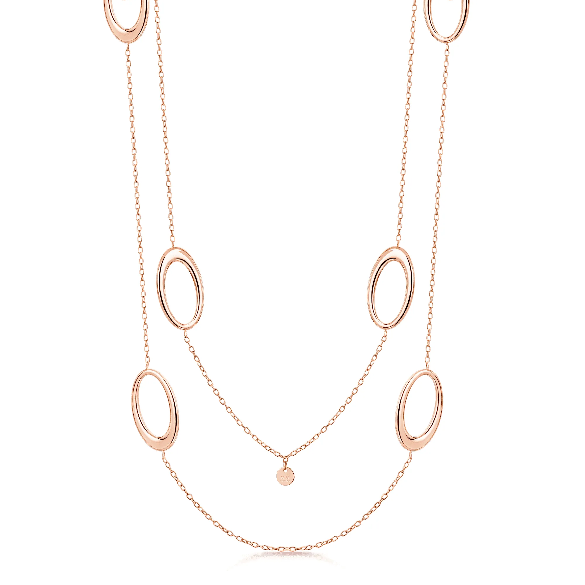 18ct Rose Gold Ellipse Collection Six Open Link Necklace