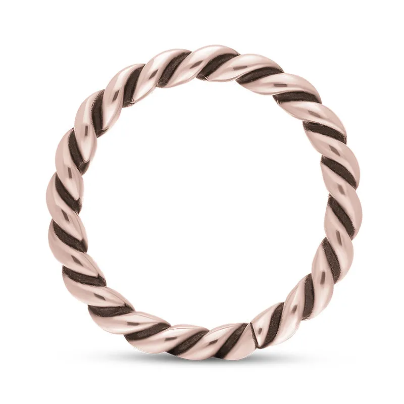 18ct Rose Gold Stepping Stones Twisted Rope Stacking Ring