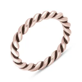 18ct Rose Gold Stepping Stones Twisted Rope Stacking Ring