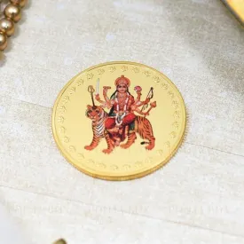 24K Gold Foil Durga Maa Coin