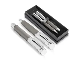 Alex Varga Volans Ball Pen & Rollerball Set  - Silver (AV-19051-S)