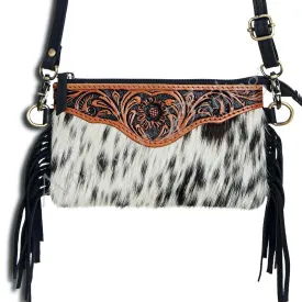 American Darling Fringe Tooled Hide Clutch