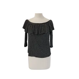 American Eagle Black & White Striped Off-shoulder Top | Like New |