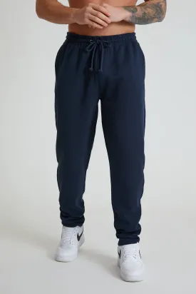 Atlas premium pique drawstring trouser in Navy