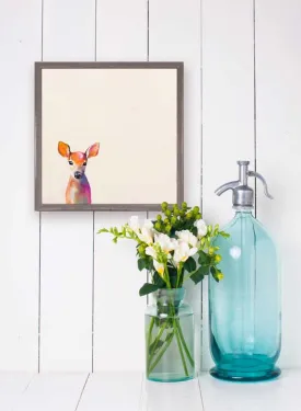 Baby Fawn Standing Mini Framed Canvas