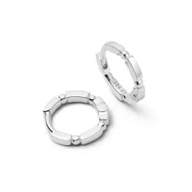 Bar & Ball Huggie Hoop Earrings Sterling Silver