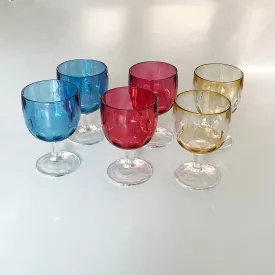 Bartlett Collins Coin Dot Goblets - Set of 6 - Colored Water/Wine Goblets