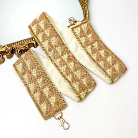 Beaded Beige and Ivory Purse Strap with Triangle Design