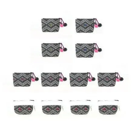 BUNDLE:12 Piece Embroidered Geometric Coin Purses