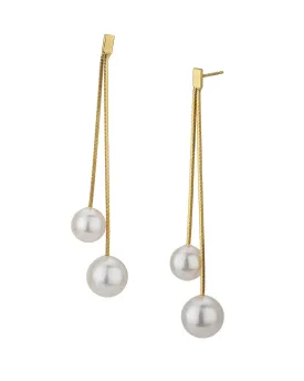 Carlton London Gold Plated Drop Earring With Dangling Pearl For Women