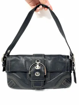 Coach Black/Silver Buckles Leather Designer Purse