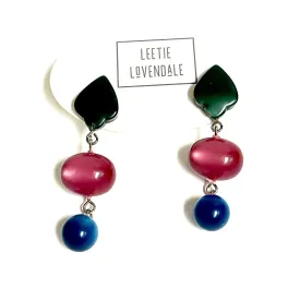 Cranberry Gem Moonglow Statement Earrings