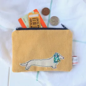 dachshund embroidered medium coin purse