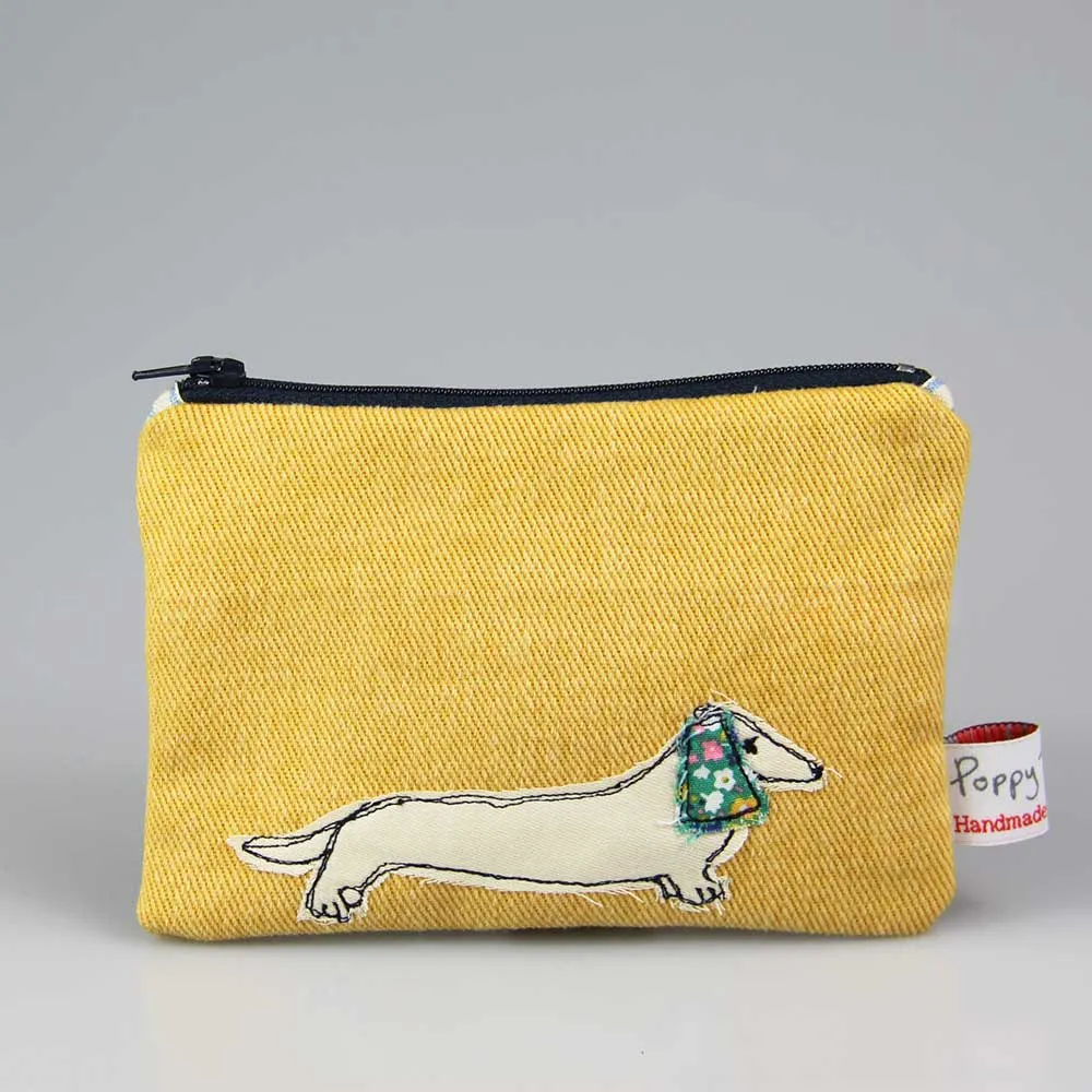 dachshund embroidered medium coin purse