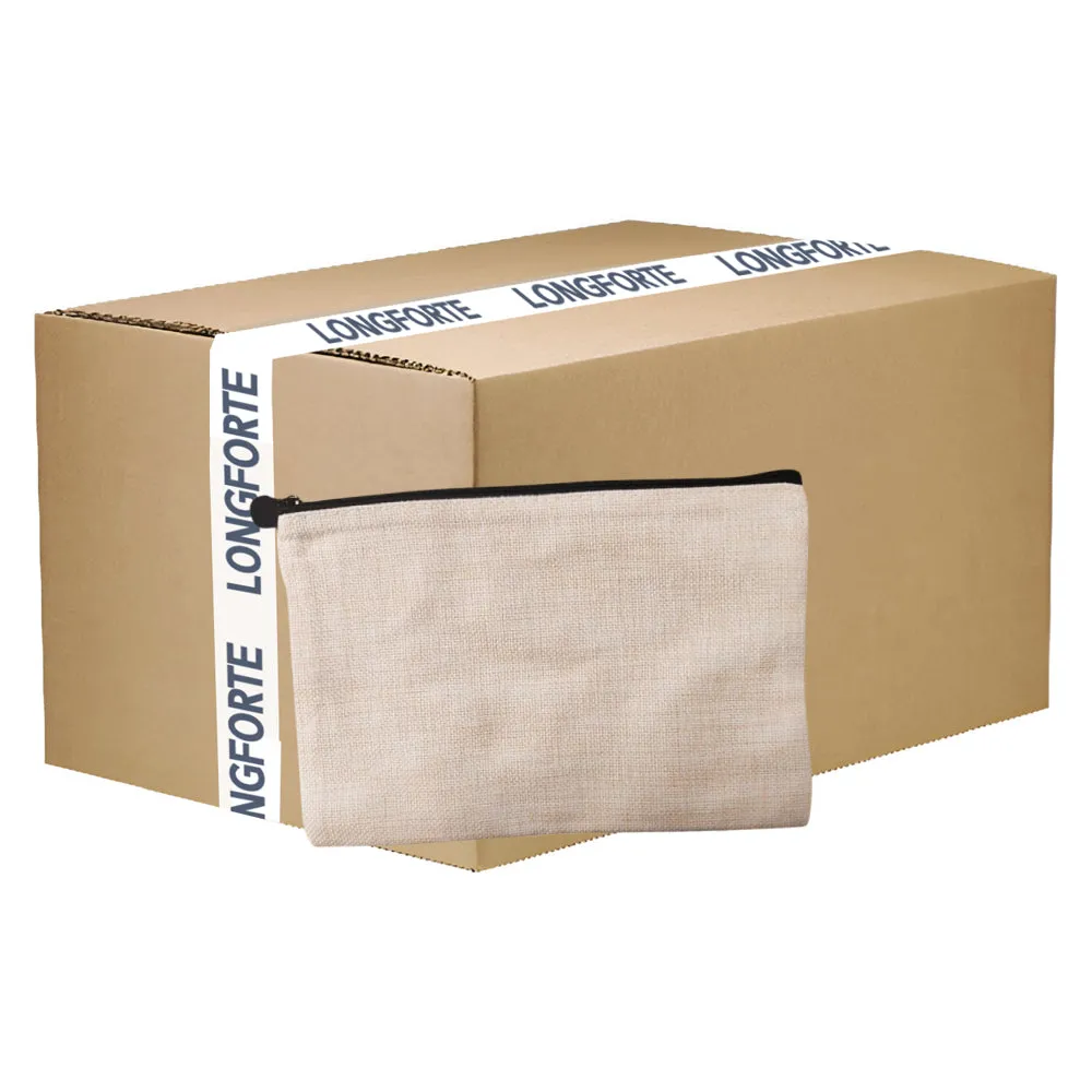 FULL CARTON - 50 x Zip Up Bags - Linen - 23cm x 15cm