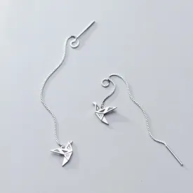 Origami Bird Chain Earrings