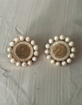 Pearl Frame Coin Earrings