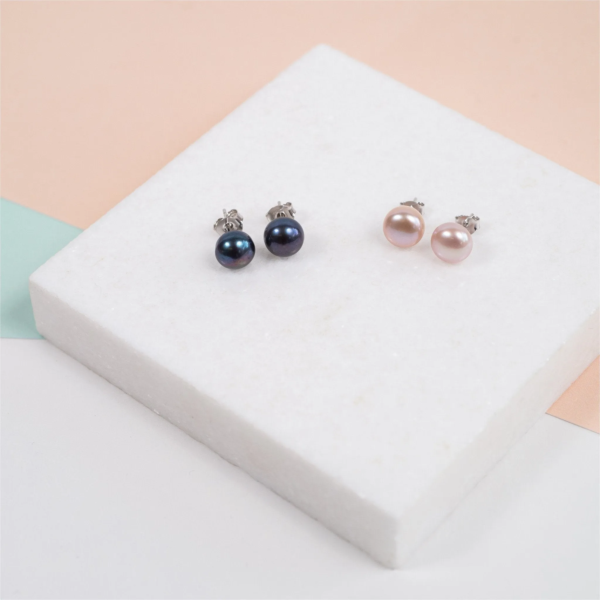 Seville Black Freshwater Pearl Stud Earrings