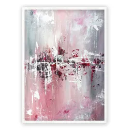 Vertical pink & grey abstract wall art print